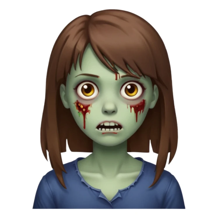 zombie girl with brown hair side bangs emoji sticker