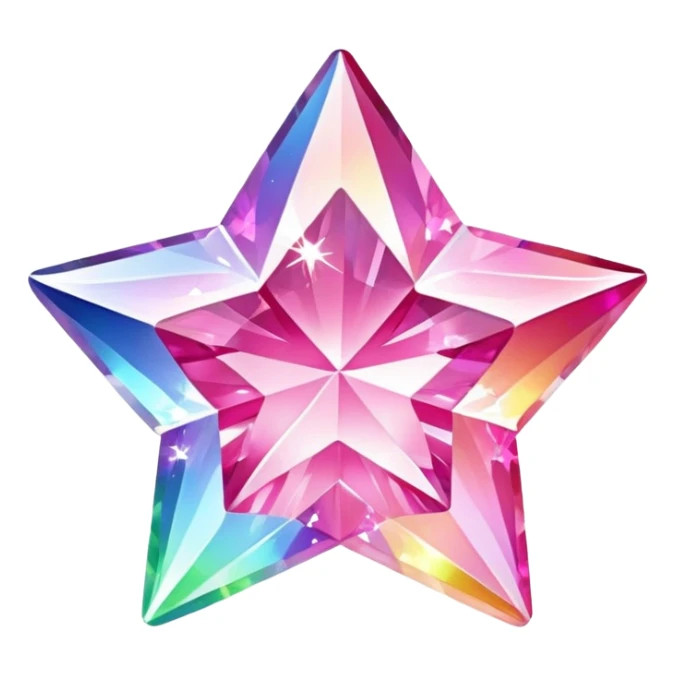 pink diamond  star jumps on a rhinestone rainbow sticker