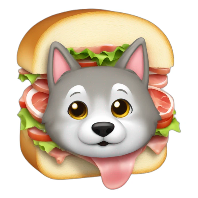 Loup qui mange us sandwich jambon   sticker