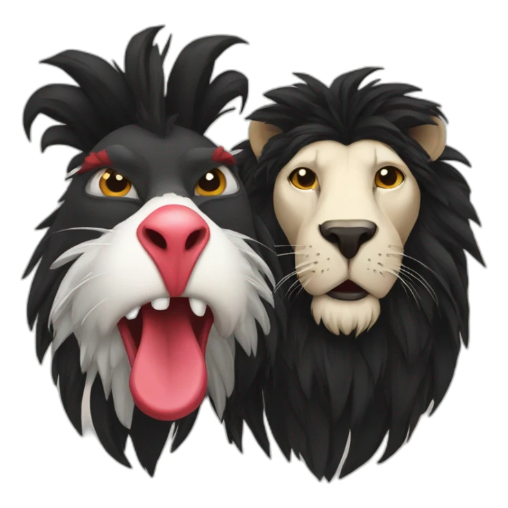 Rooster and black lion in love sticker