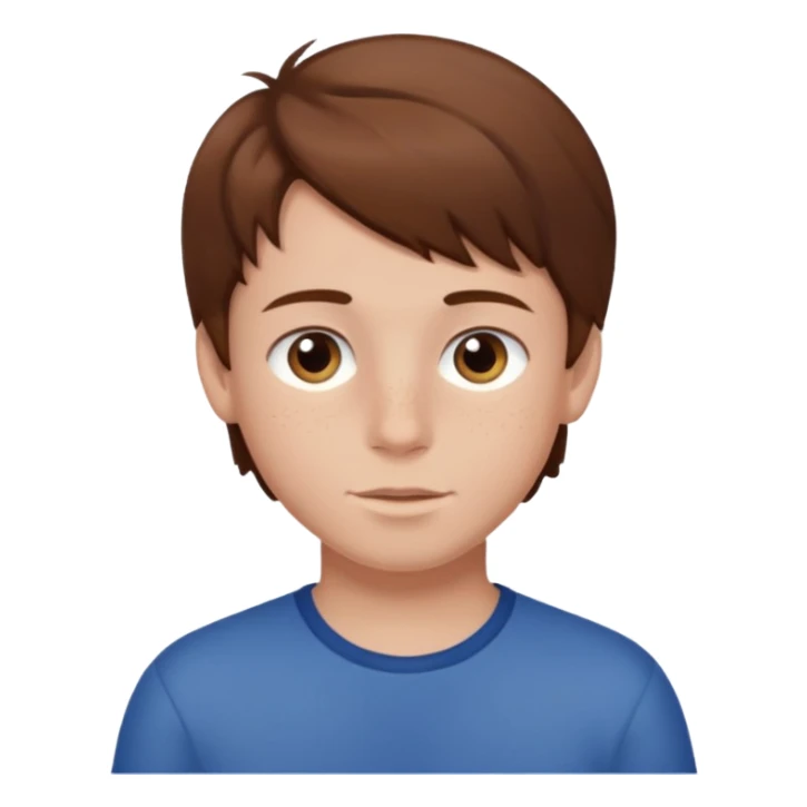 junge mit braunem haar und heller haut, ohne sommersprossen sticker