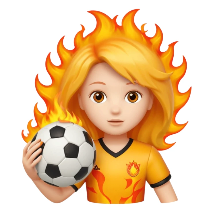 Boneca segurando uma Bola de futebol e somente uma bola está queimando sticker