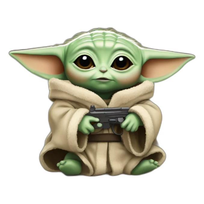 Baby yoda with Mando sticker