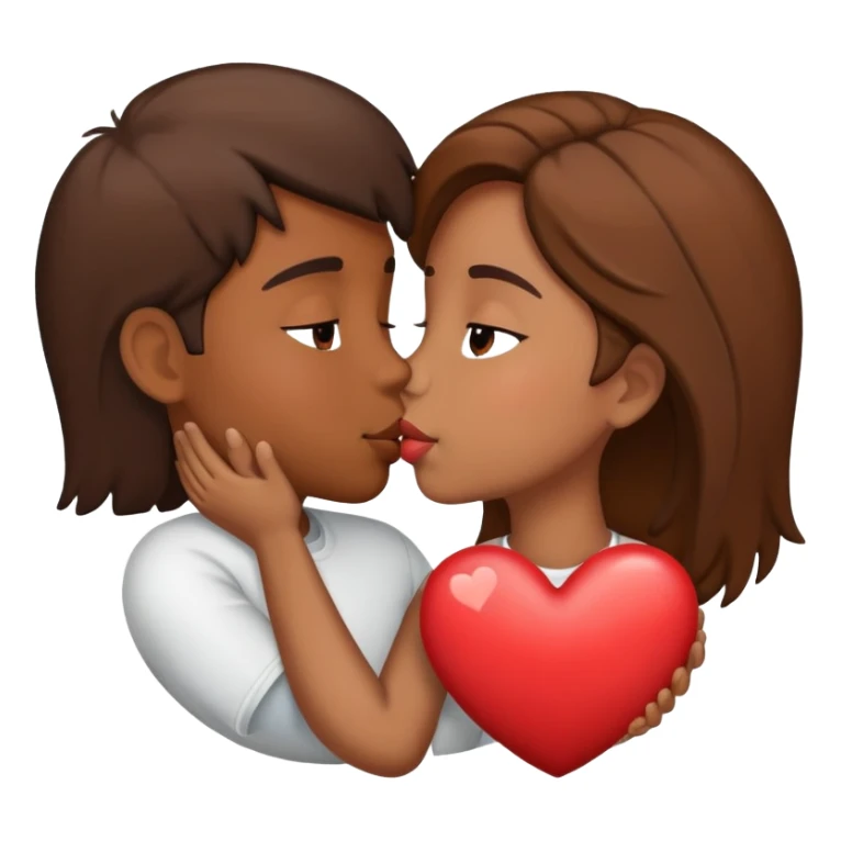 Kissing emoji brown heart sticker