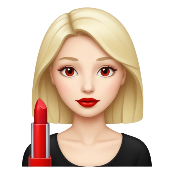 female communications operator with red lipstick sticker
