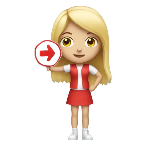 blond Girl holding a stop sign sticker