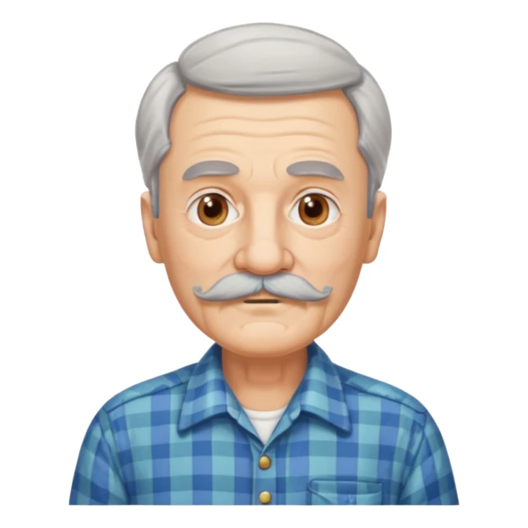 mustached elderly man with vintage shirt sticker