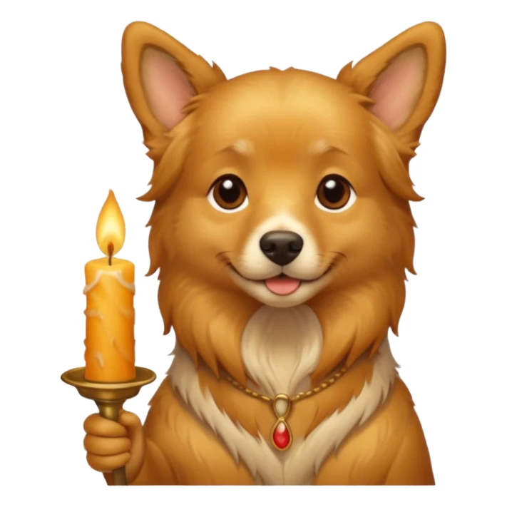 dog holding a lit aromatic candle in hand sticker