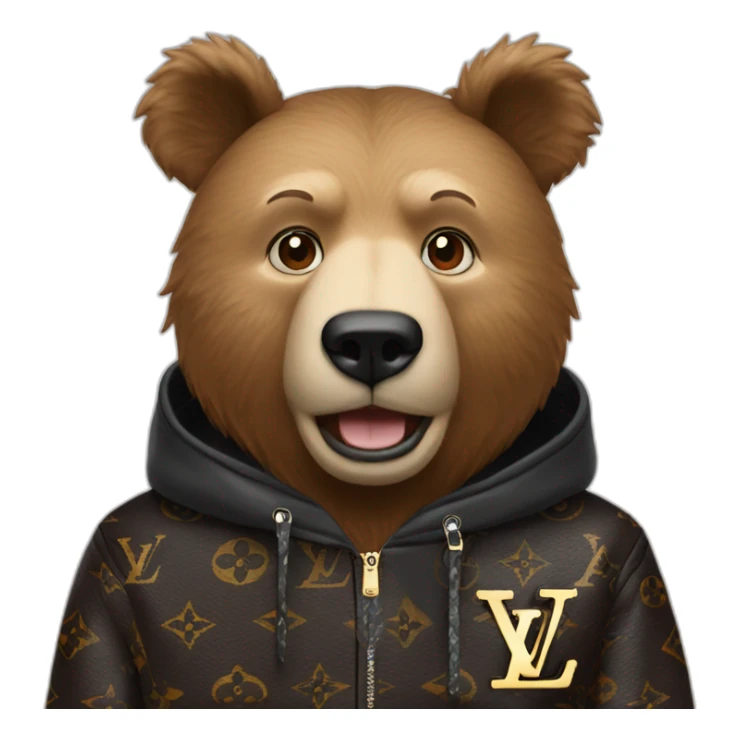bear wearing Louis Vuitton hoodie sticker