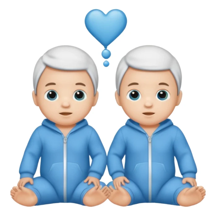 Twin baby boys with blue onesies on sticker
