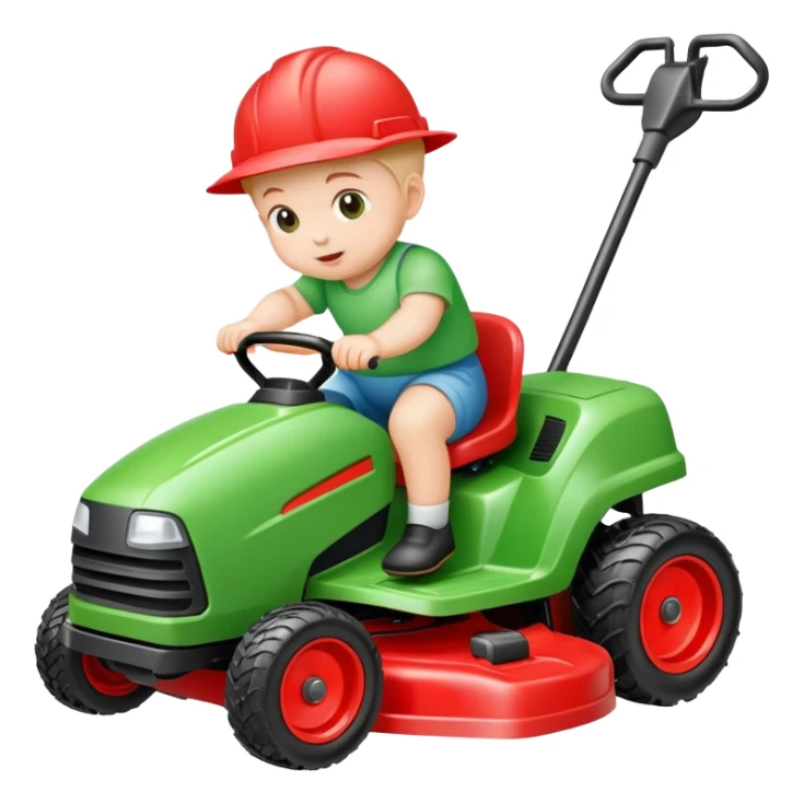 baby on a lawn mower  sticker