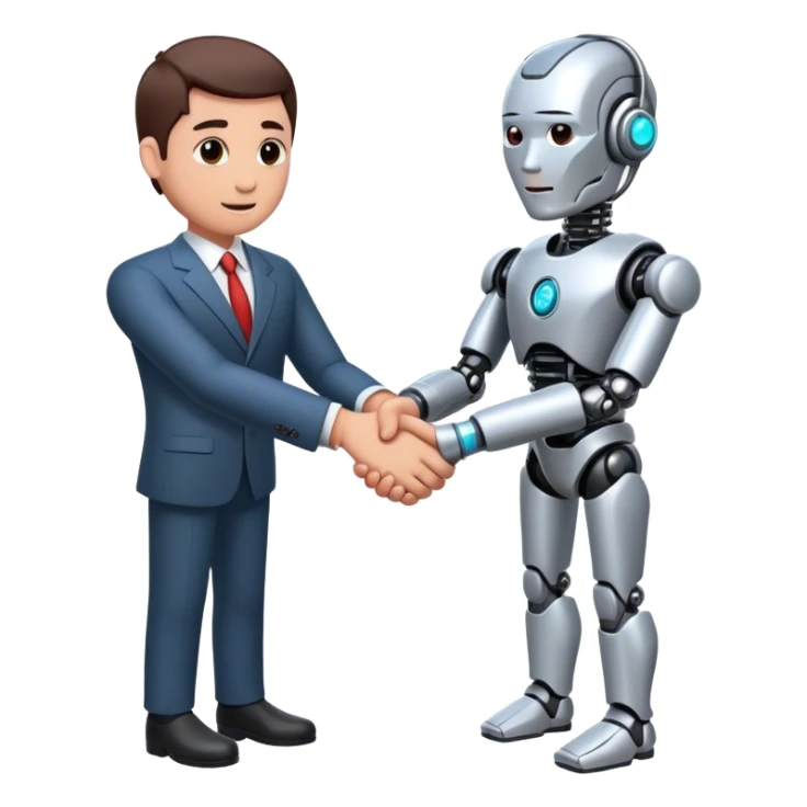 cyborg handshake with business man sticker