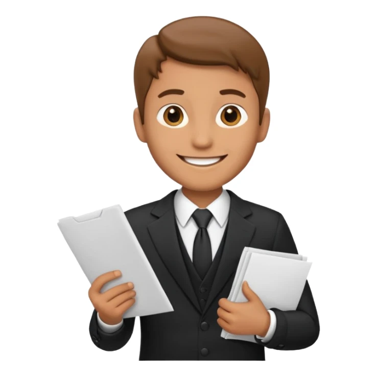 a man in a formal suit walks with papers in his hands sticker