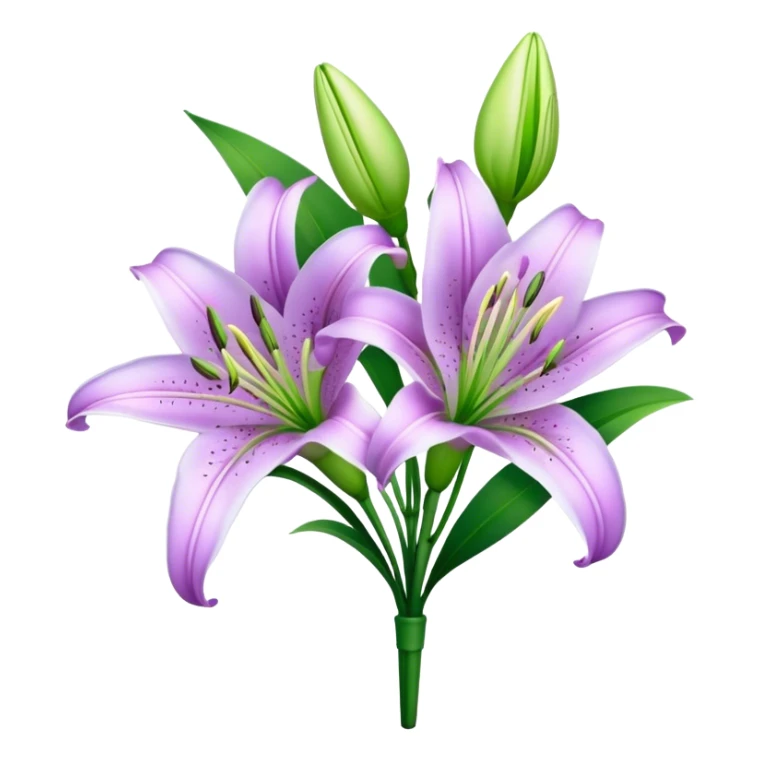 bouquet Light Purple Lily, luxuriant, stem, leaf, bud sticker