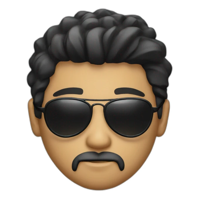 Manga face with aviator sunglasses, goatee, black straight but a little in movement hair sticker
