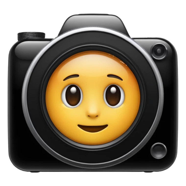 A simple camera lens, apple emoji style, detailed design sticker