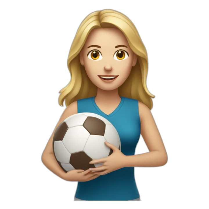 White woman holding a football ball sticker