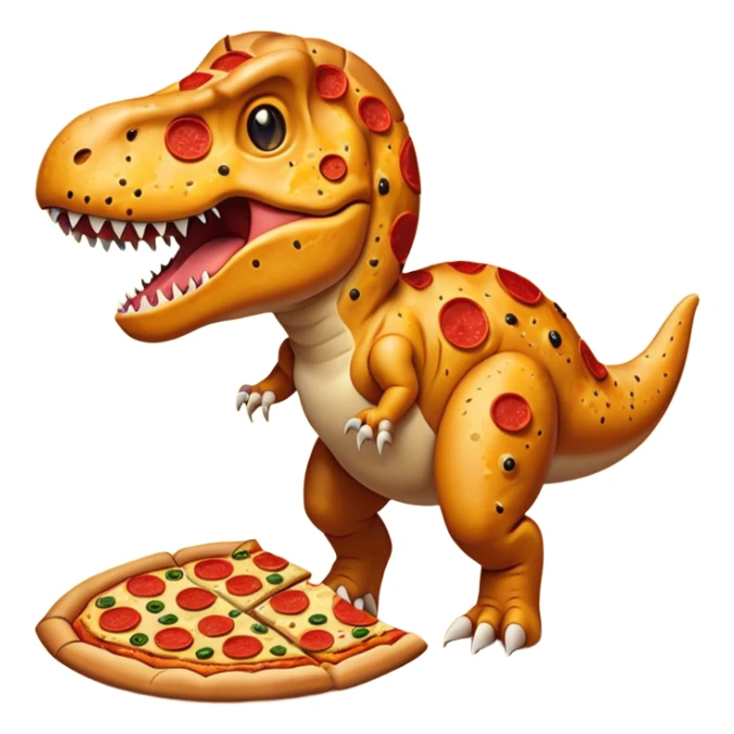 T-Rex made of pizza sticker