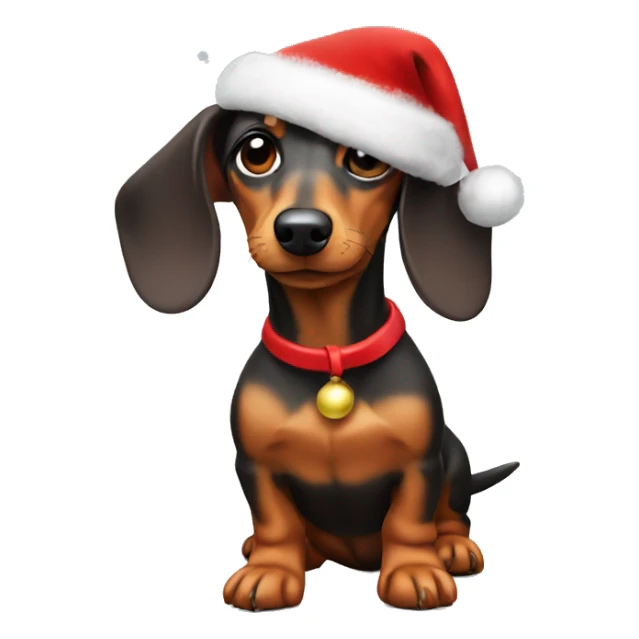 a dachshund dog with a Christmas hat  sticker