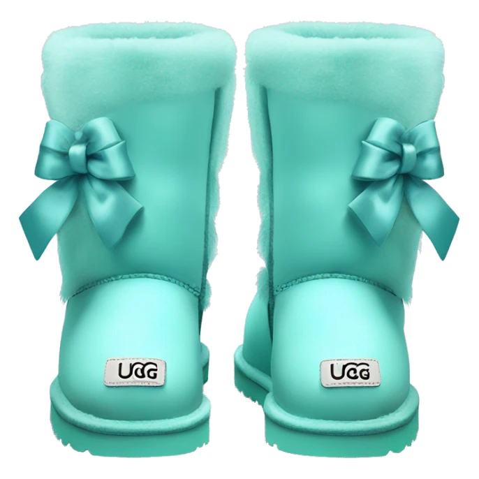 Realistic pair of tiffany blue fur Ugg boots  with ribbon bows. sticker