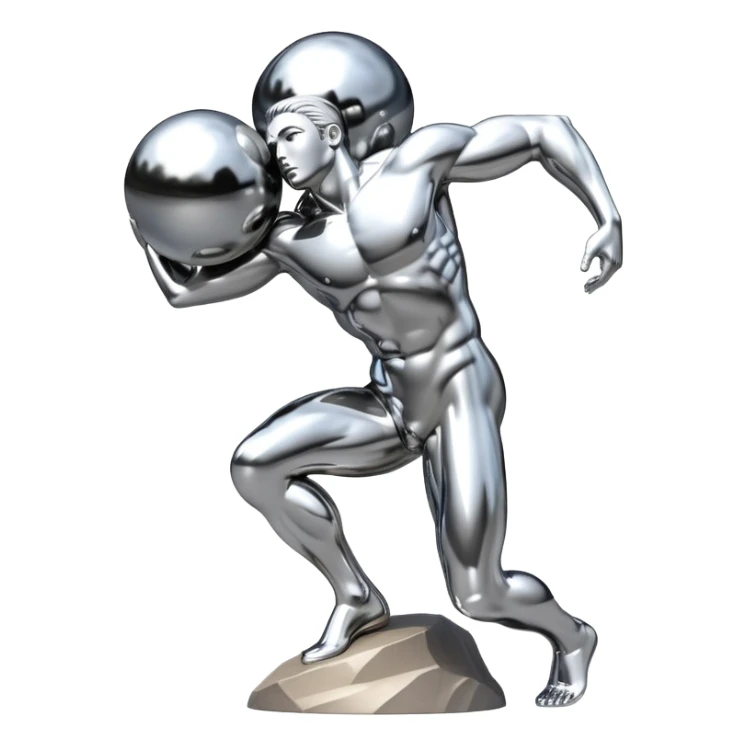 sorayama Sisyphus carrying big sphere on his back sculpture sticker