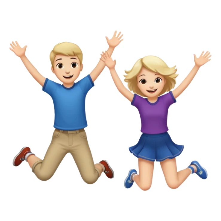 Boy and girl jumping for joy sticker