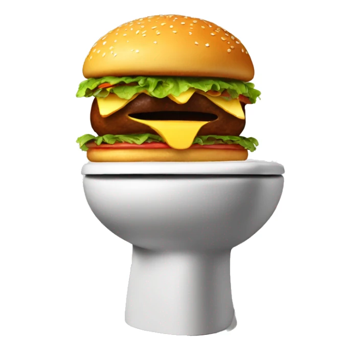 Giant poop in toilet with a Hamburger on top sticker