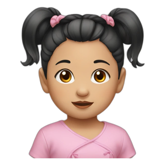 Chinese baby girl with two ponytail hair black sticker