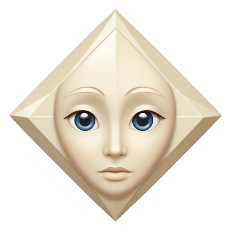 diamond shape carved from ivory. square tilted 45 degrees. head on view sticker