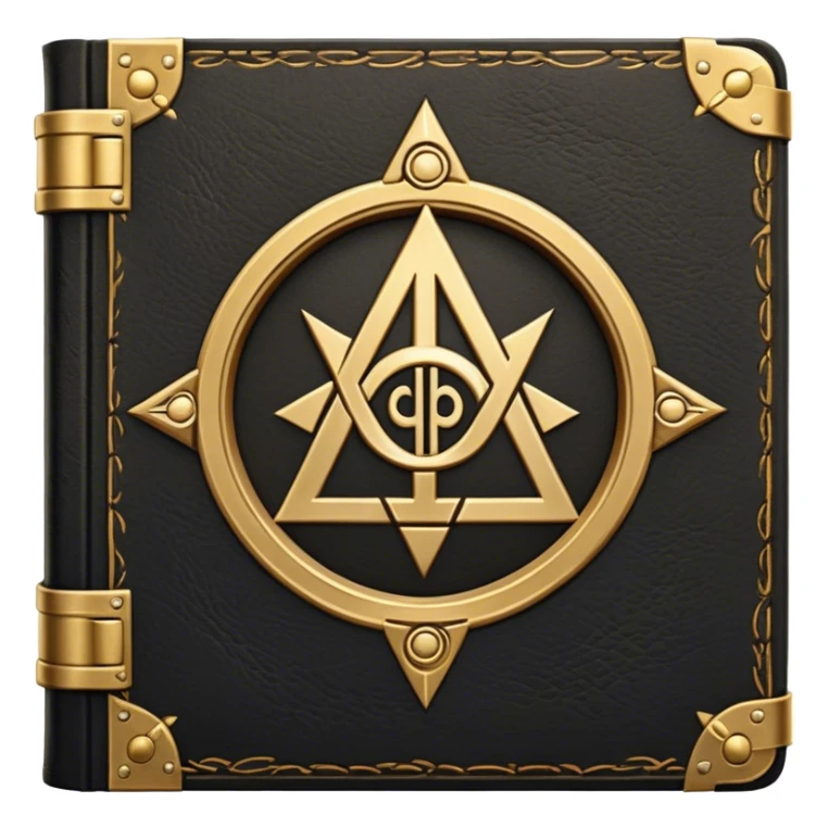 A black and gold book with an aged leather texture, embossed with an alchemical symbol, a compass, or a forging hammer, exuding wisdom, mastery, and the relentless pursuit of greatness. - book on mastery  sticker