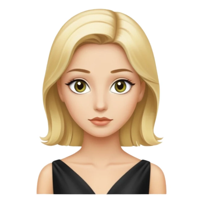 Luxury blonde model, hazel eyes, sleek hair, black silk gown sticker