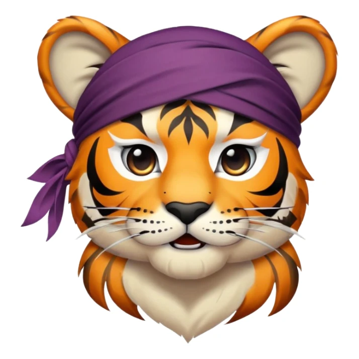 pirate tiger face with eye patch and bandana for Twitch emote sticker