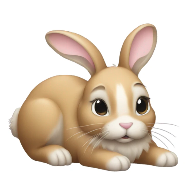 Bunny sprawled out on the floor sticker