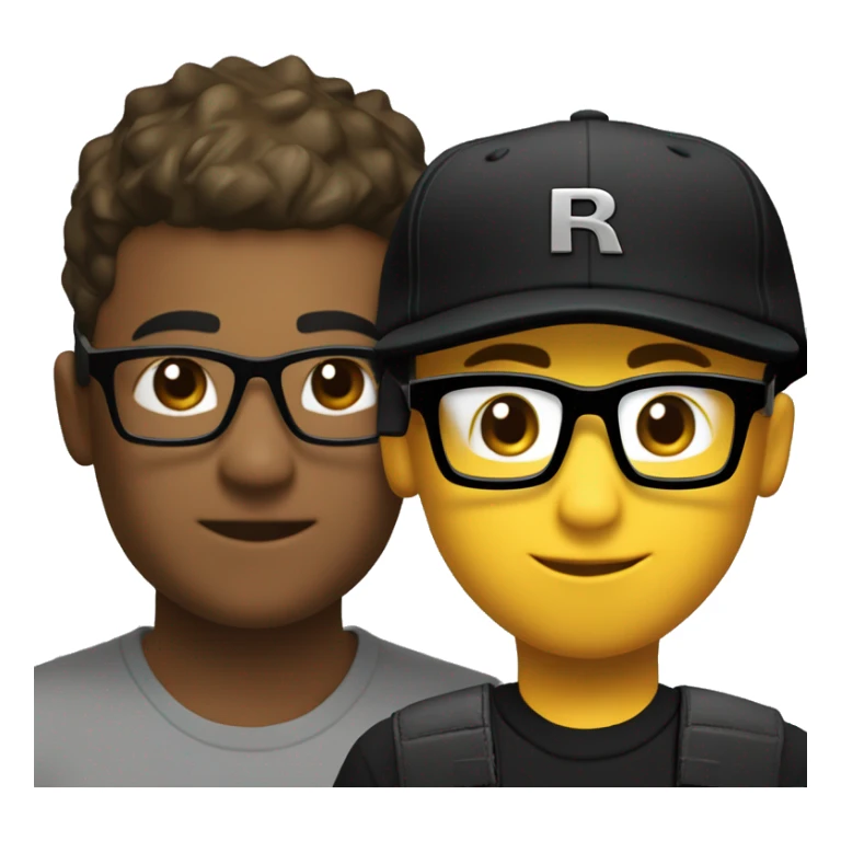 Boy with a Roblox studio dev huddie (Roblox studio logo in the ba) and black glasses and a black cap k sticker