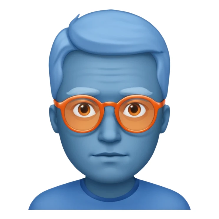 blue skinned orange glassed man sticker