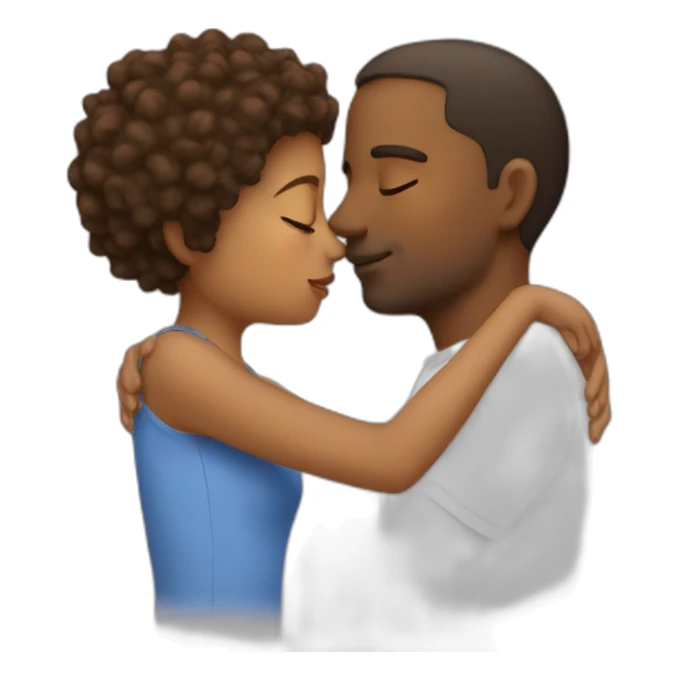 White man kissing short brown girl and hug sticker
