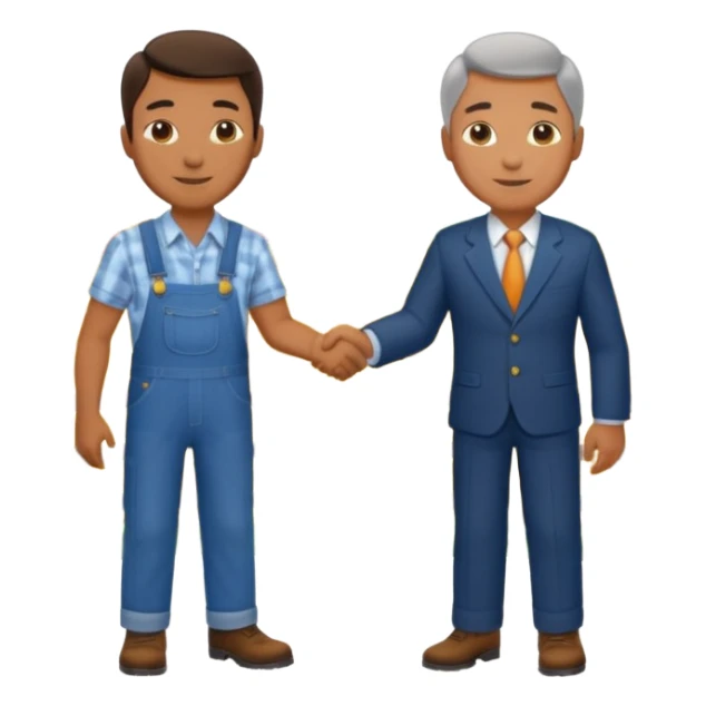 Man in a suit shaking hands with a farmer sticker