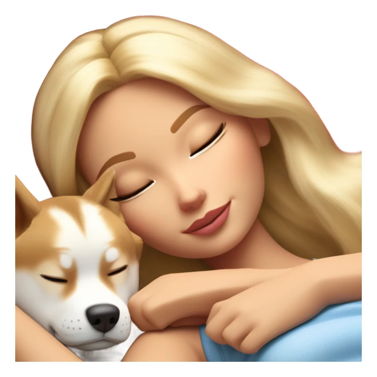 Pretty blonde Barbie napping with red Siberian Husky  sticker