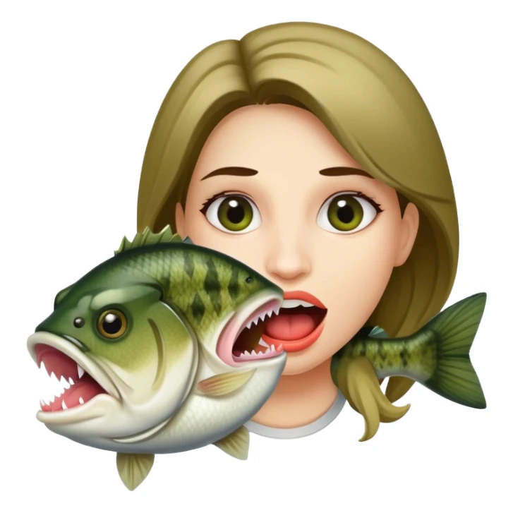 Large mouth bass eating girl sticker
