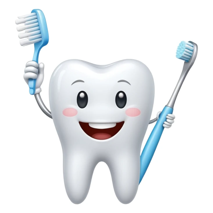healthy and happy tooth with toothbrush sticker
