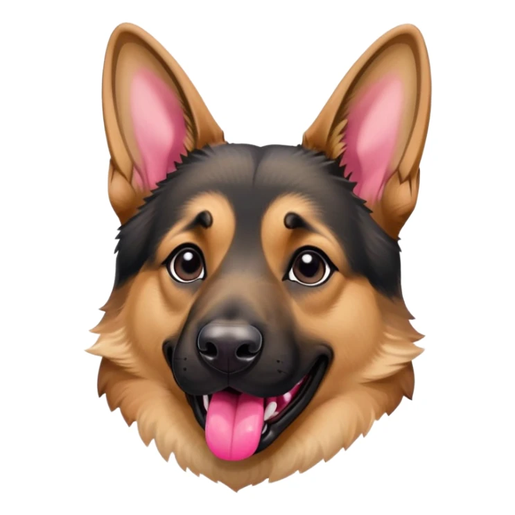 German shepherd with tan and black fur, tongue out, head tilted  sticker