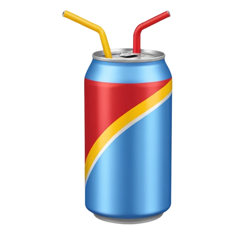 drink can blue red yellow Surfside SINGLE straw NO FACE sticker