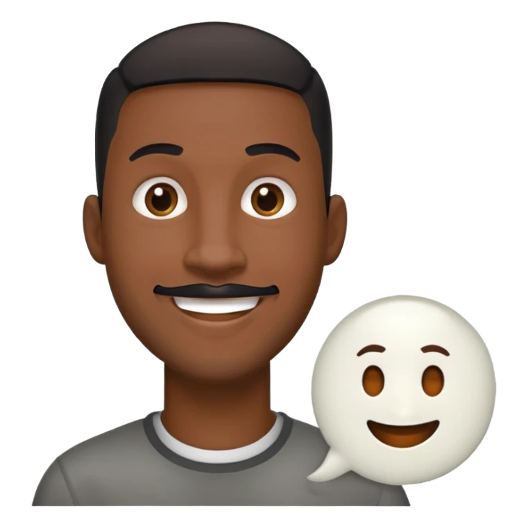 Đàn ông, đầu đinh, mặt dài, da đen cười tươi tóc đen, râu quai nón sticker