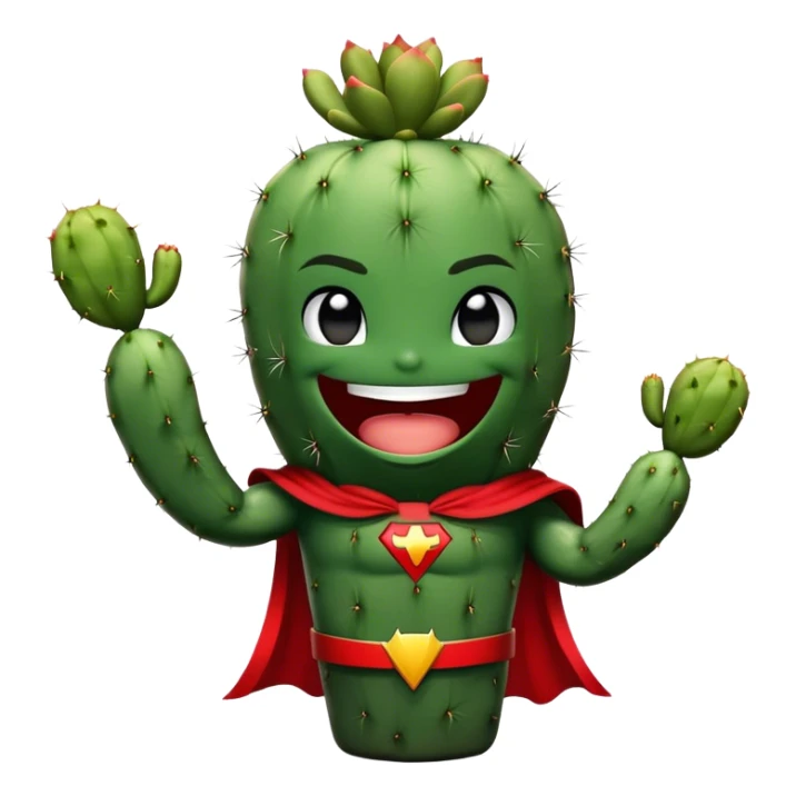 super hero cactus laughs in black and red outfit sticker