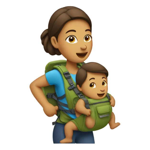Woman hiking with a baby in carrier sticker
