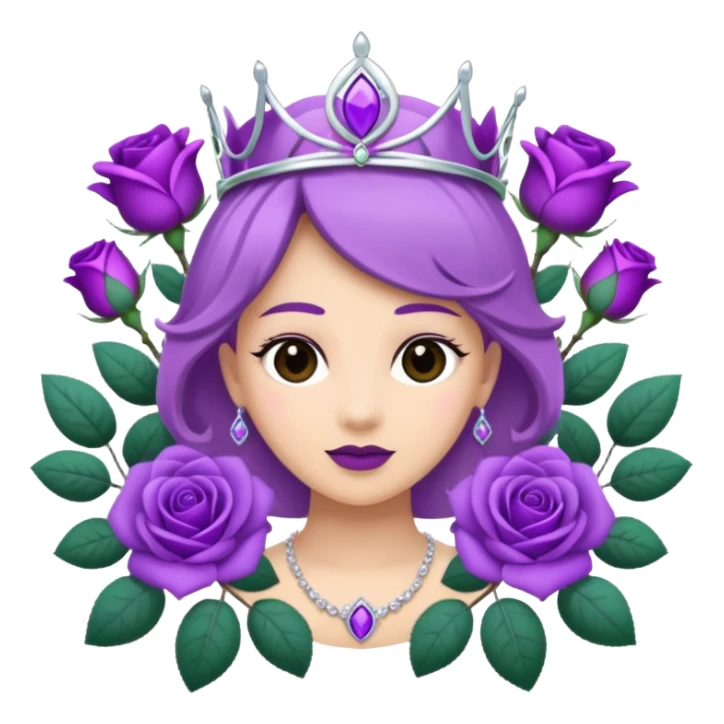 Purple rose with silver tiara and a purple emblem leaf wreath sticker
