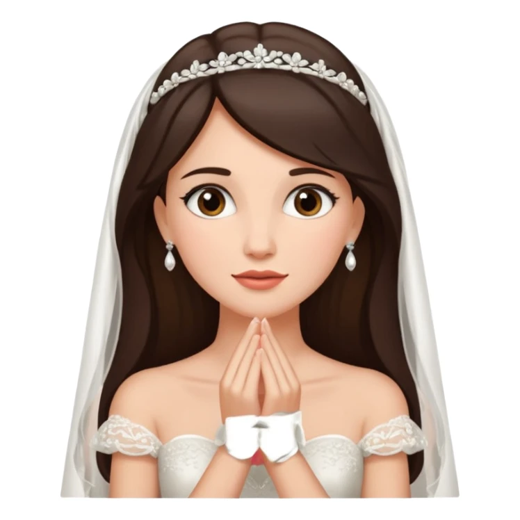 Blonde skin bride with dark brown hair with a chin on her face sticker