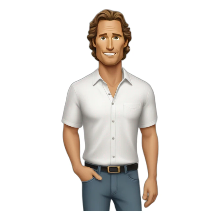 matthew mcconaughey cartoon wearing shirt sticker