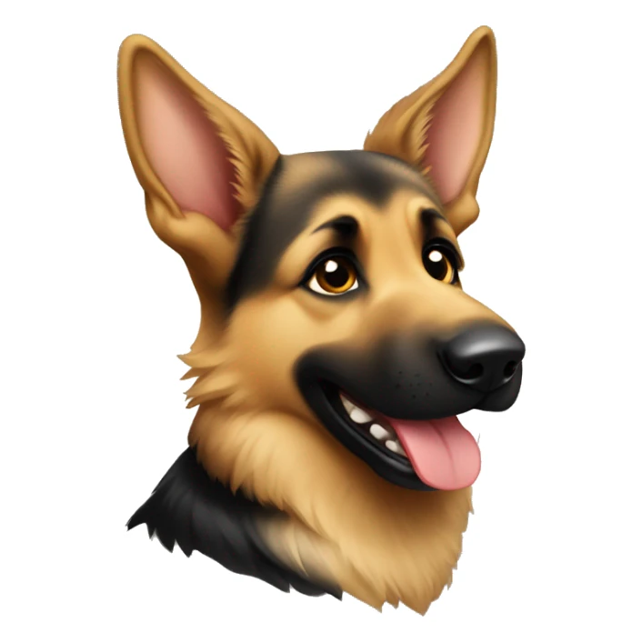 Playful young German shepherd sitting with tongue out sticker