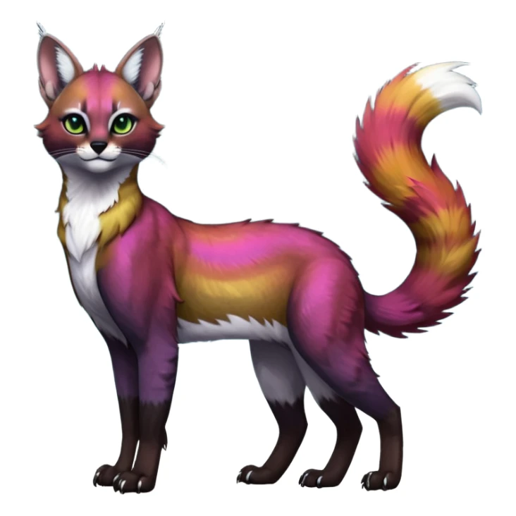 dark fruity glorious iridescent divine exotic cool beautiful beautiful fantasy-caracal-civet-genet-sergal-vernid-Gryphon-Cacomistle-Trico-oncilla-animal-Fakémon-hybrid-fursona (full body) sticker